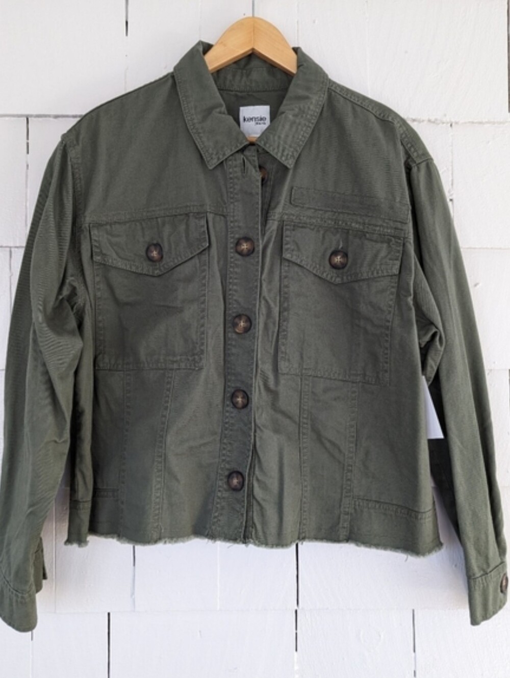 NWT Kensie Olive Green Button Front Jacket Size Medium